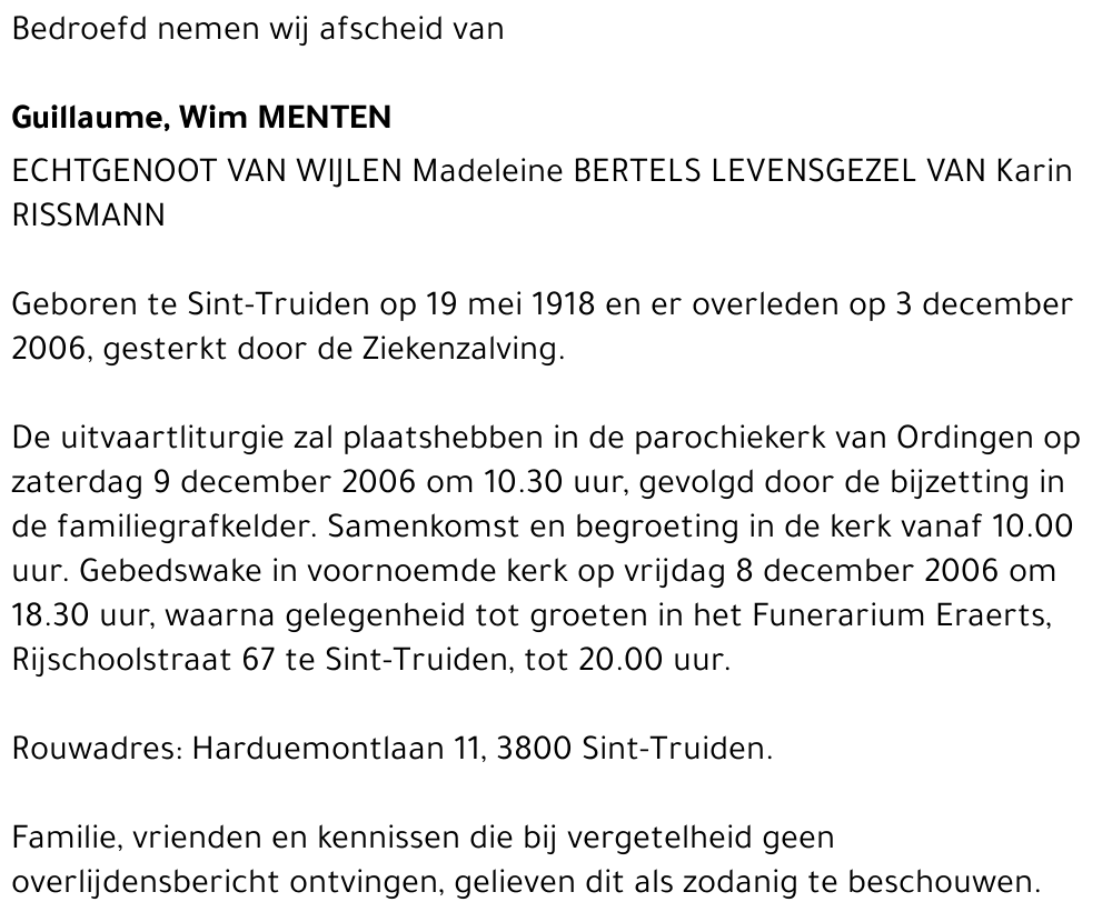 Guillaume, Wim Menten