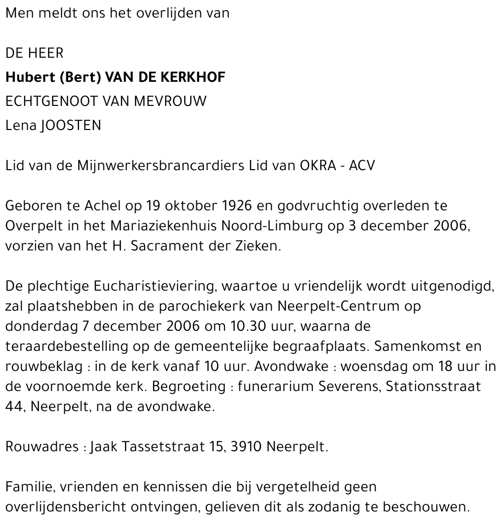 Hubert Van de Kerkhof