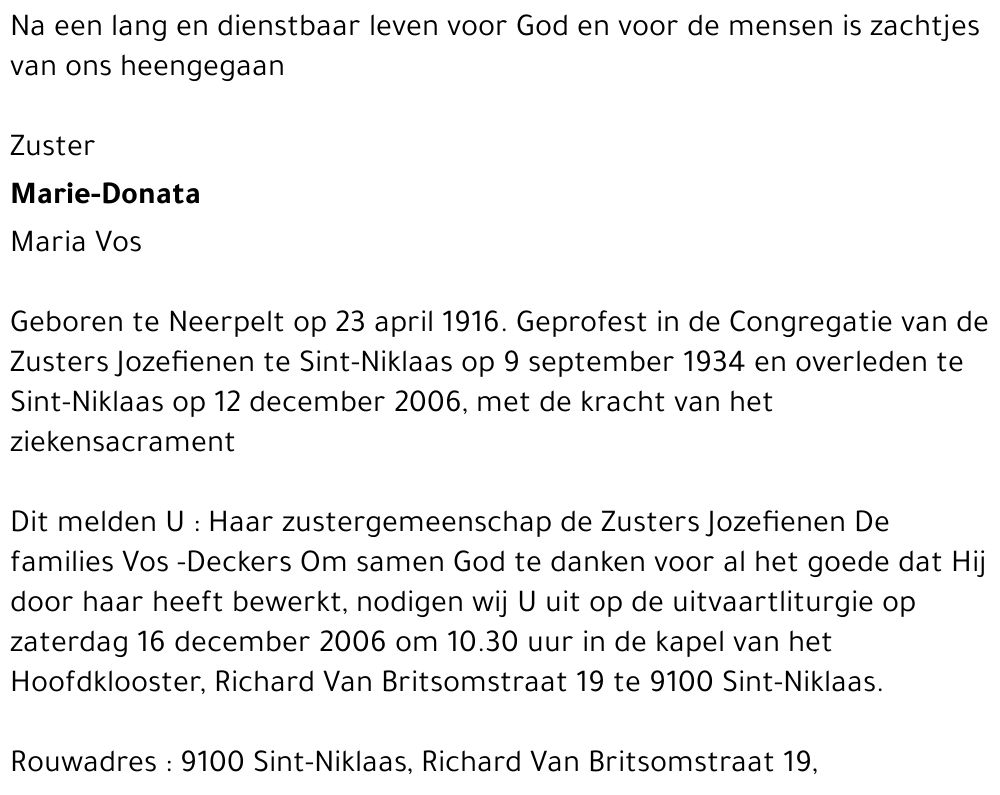 Marie-Donata Maria Vos