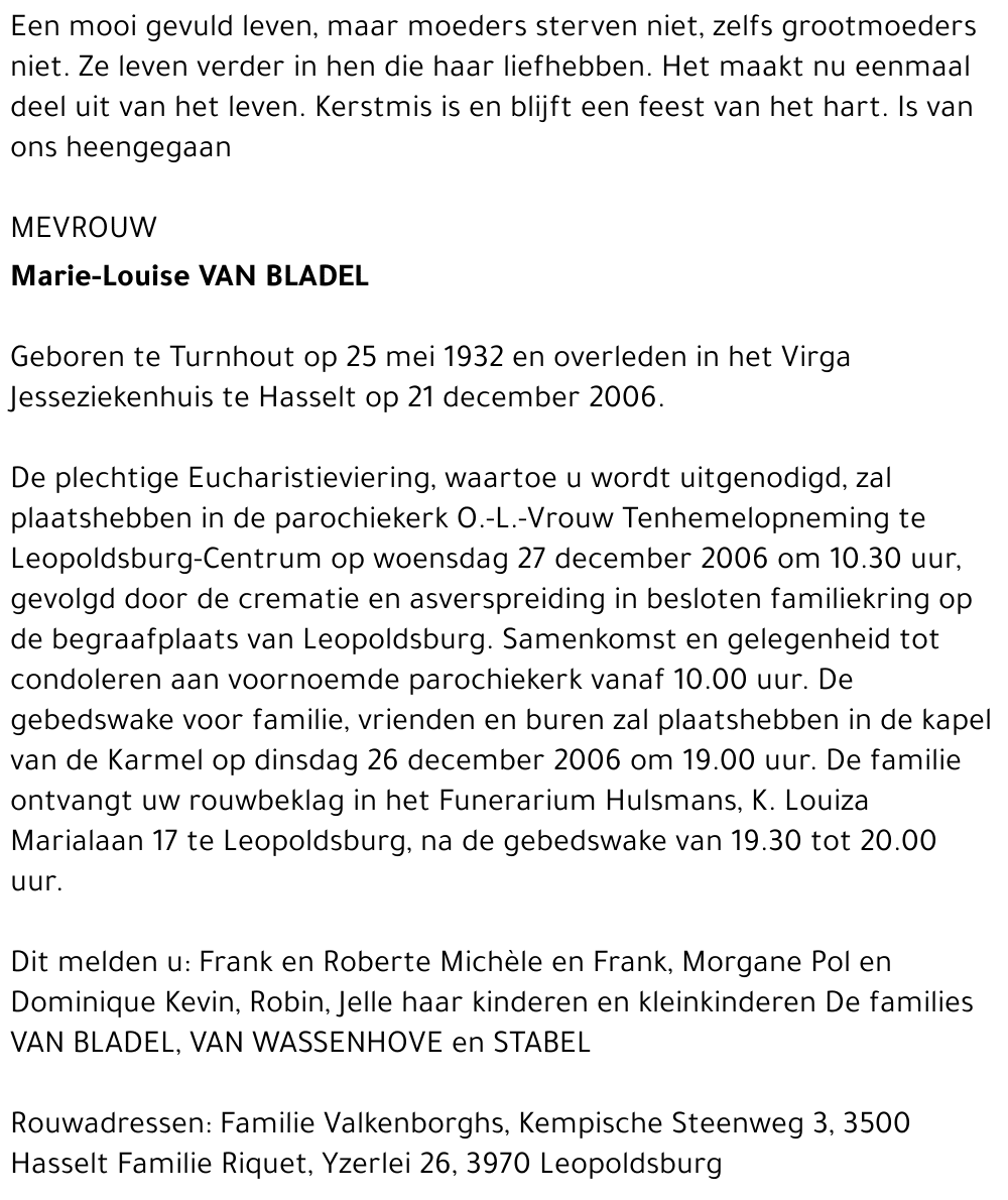 Marie-Louise Van Bladel