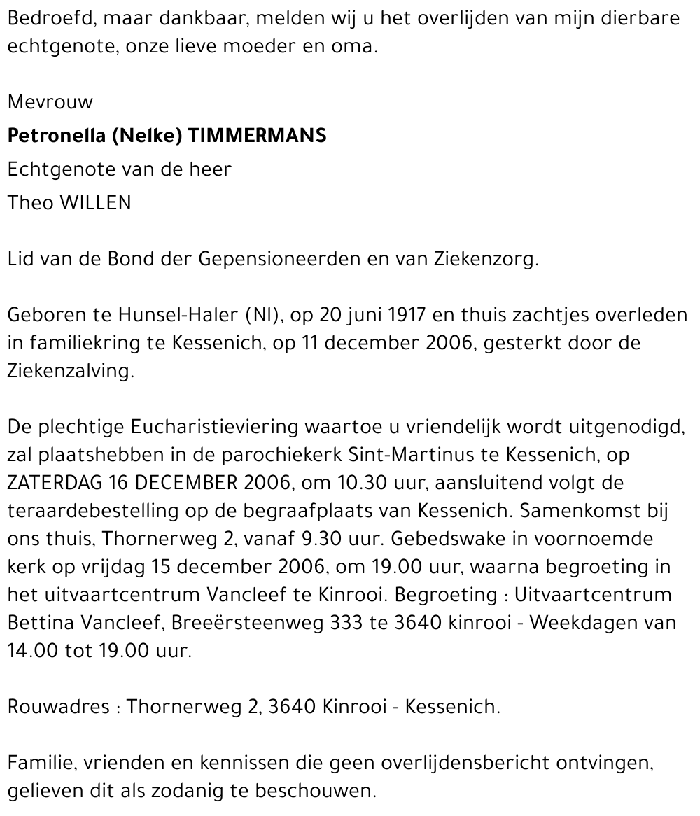 Petronella (Nelke) Timmermans