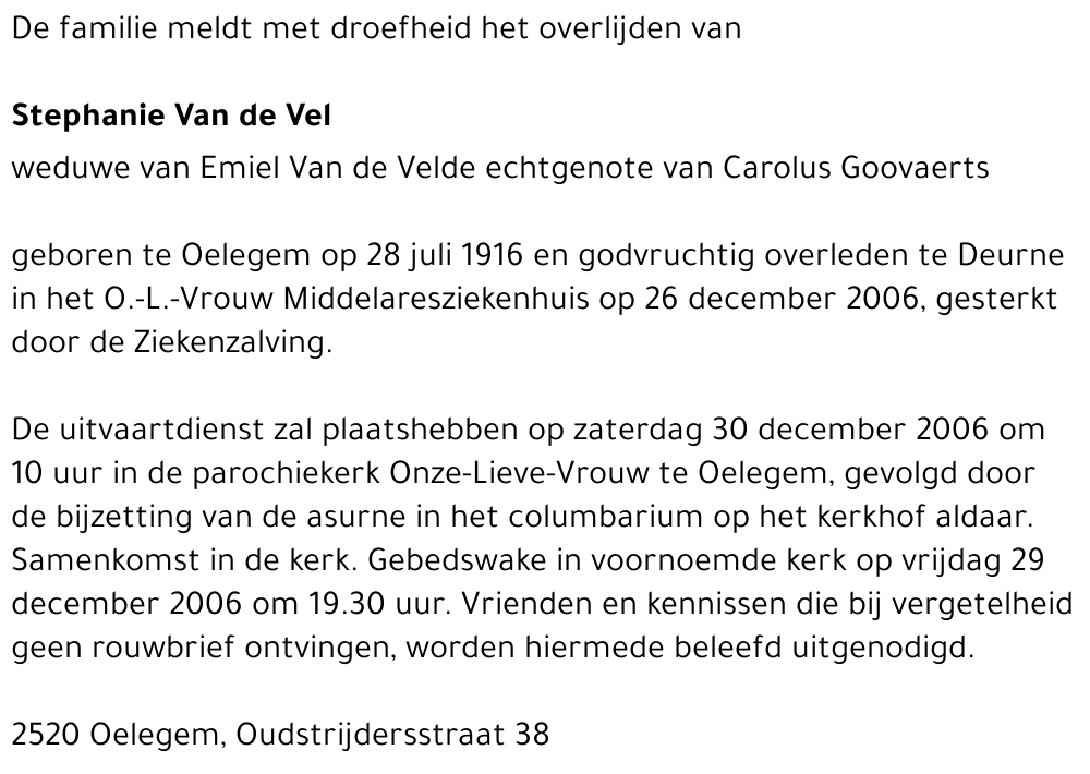 Stephania Van de Vel