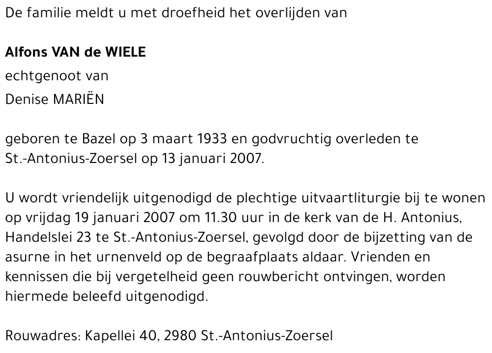 Alfons Van de Wiele