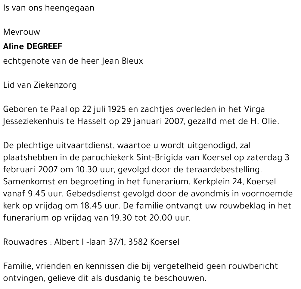 Degreef Aline