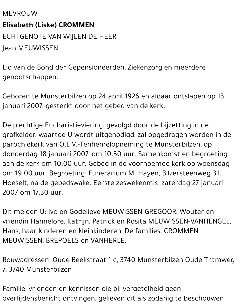 Elisabeth (Liske) Crommen