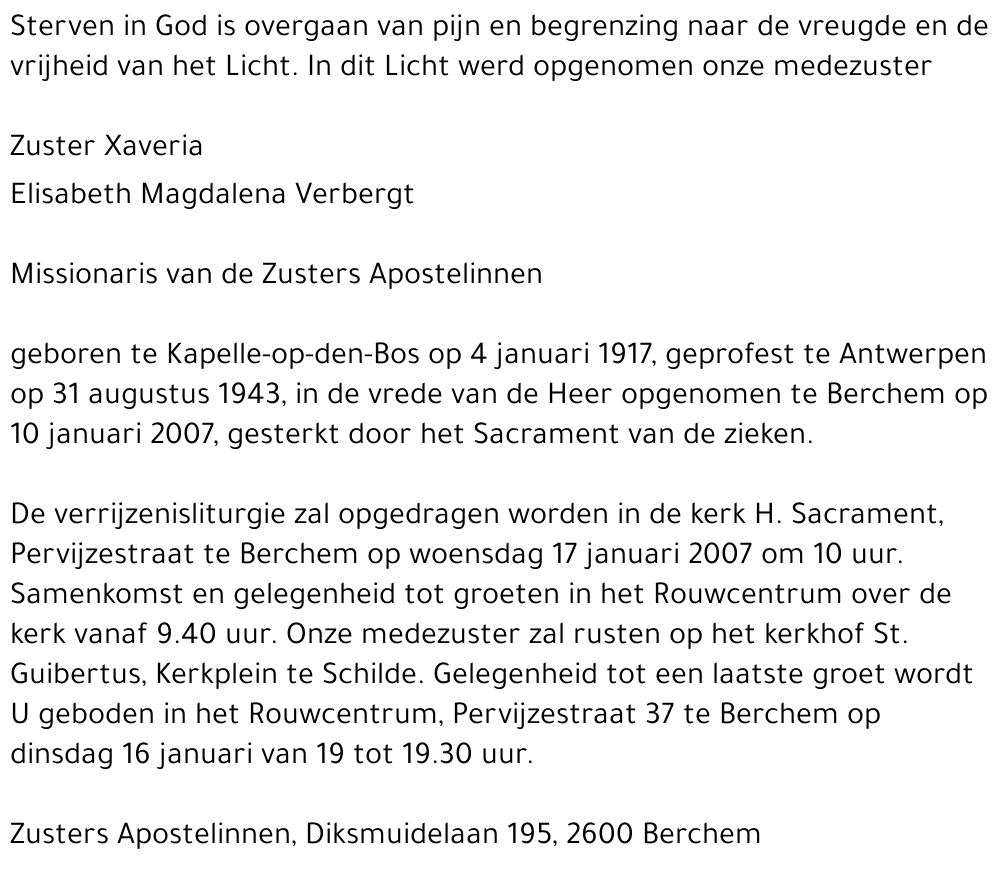 Elisabeth Magdalena Verbergt