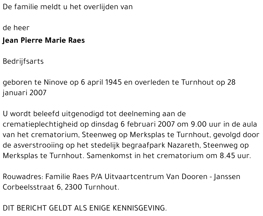 Jean Pierre Marie Raes