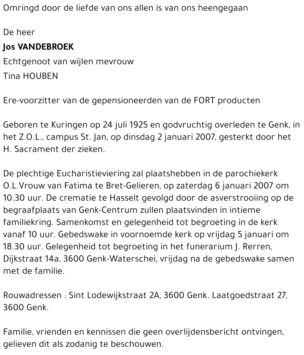 Jos VANDEBROEK