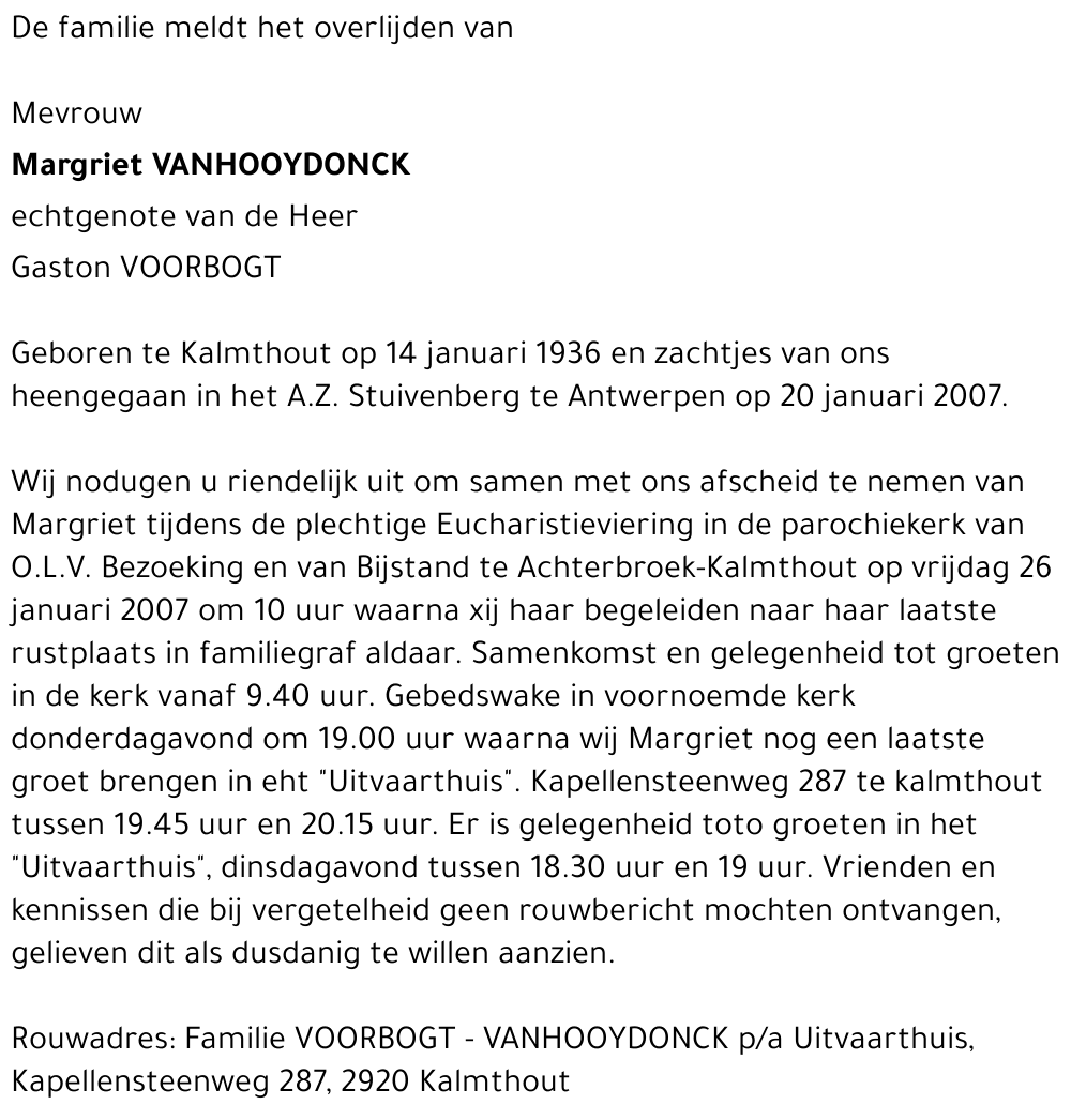 Margriet Vanhooydonck