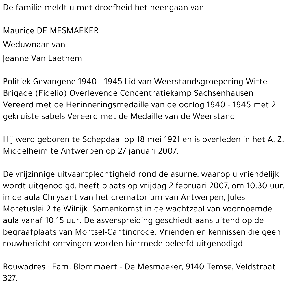 Maurice De Mesmaeker