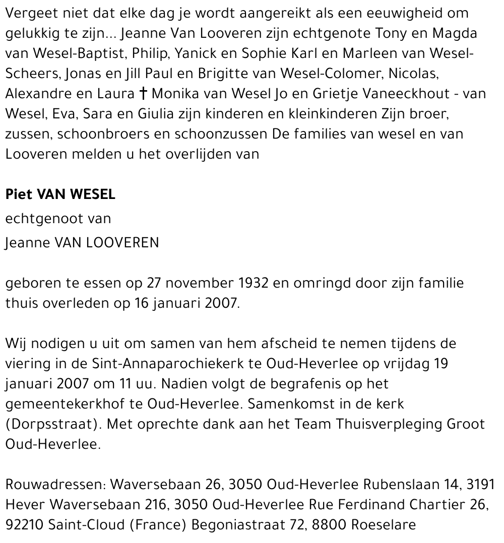 Piet Van Wesel