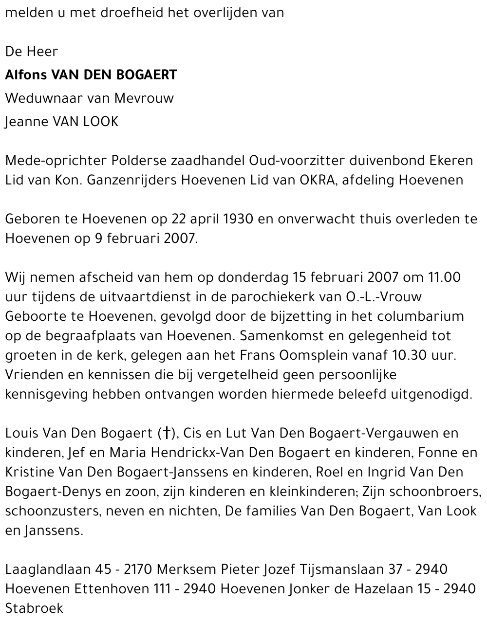 Alfons Van Den Bogaert