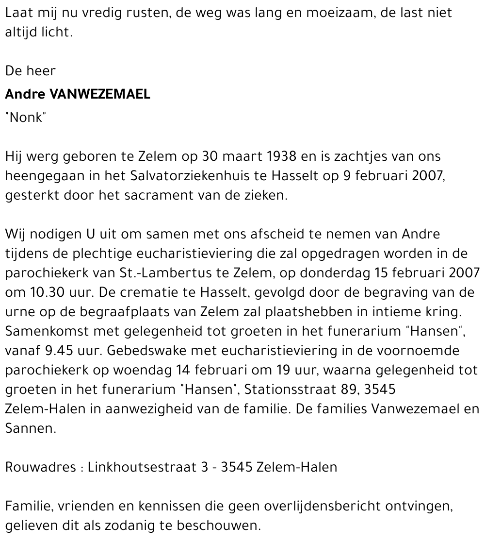 Andre VANWEZEMAEL