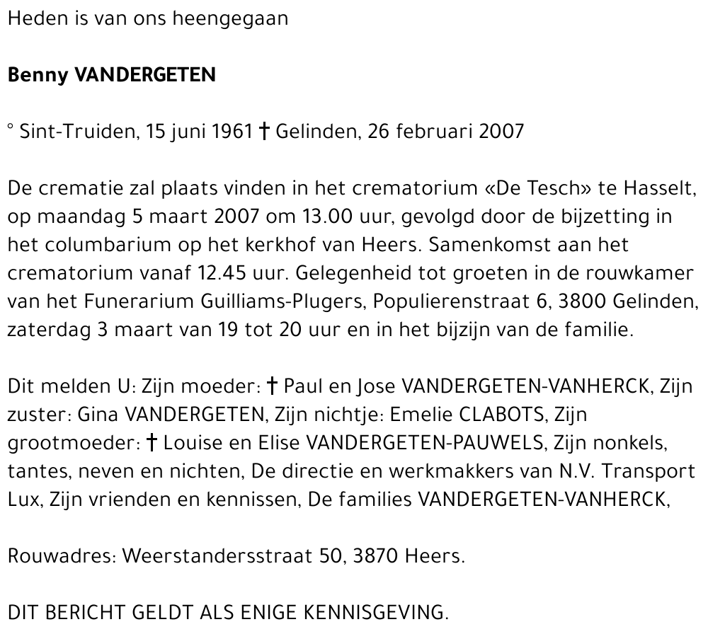 Benny Vandergeten