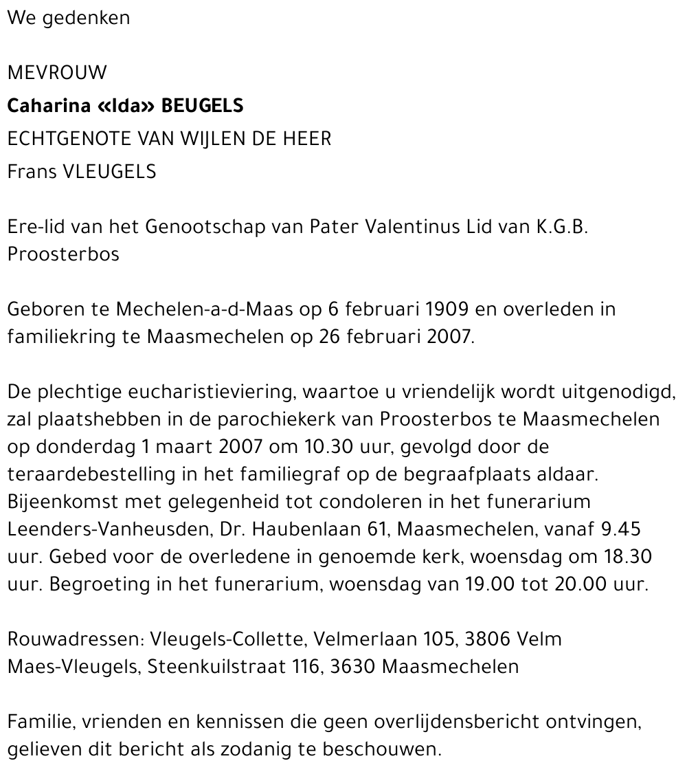 Catharina «Ida» Beugels