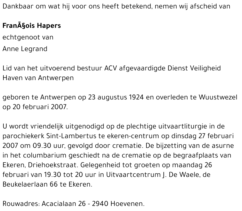 Franï¿½ois Hapers