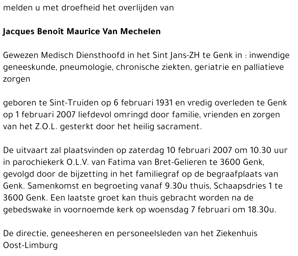 Jacques VAN MECHELEN