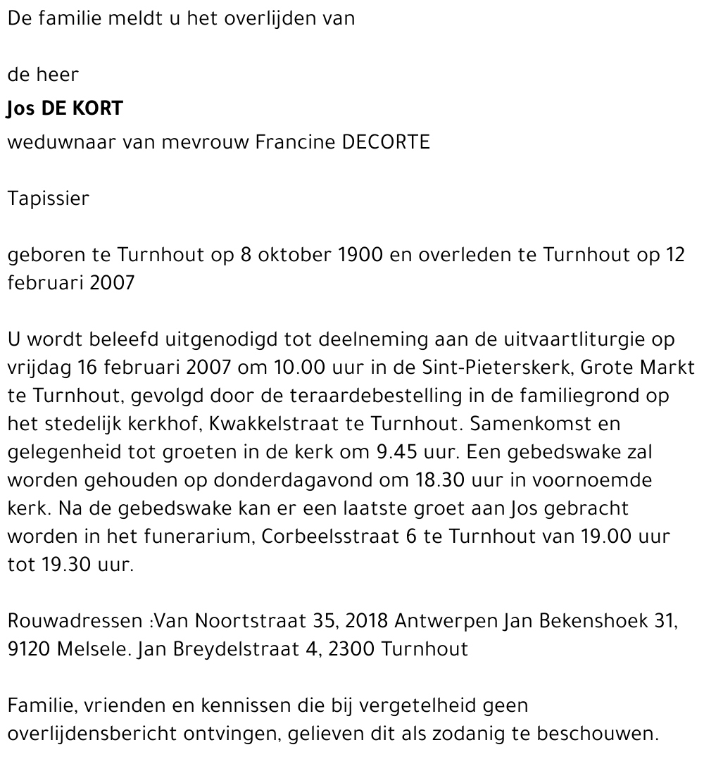 Jos DE KORT
