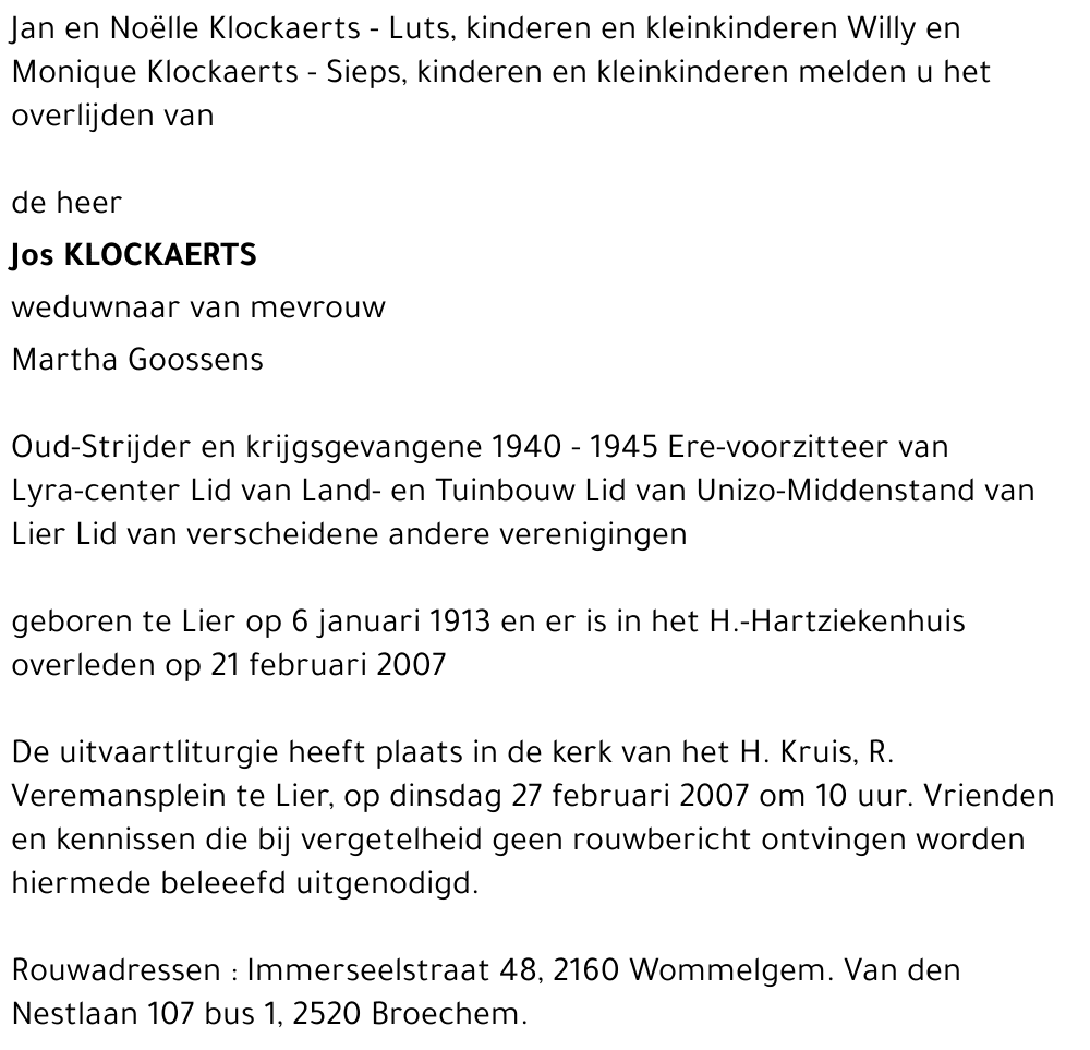 Jos KLOCKAERTS