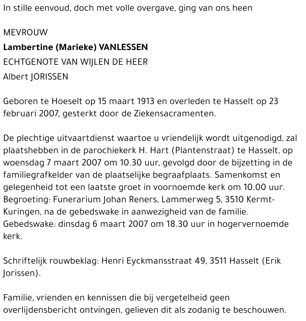 Lambertine (Marieke) Vanlessen