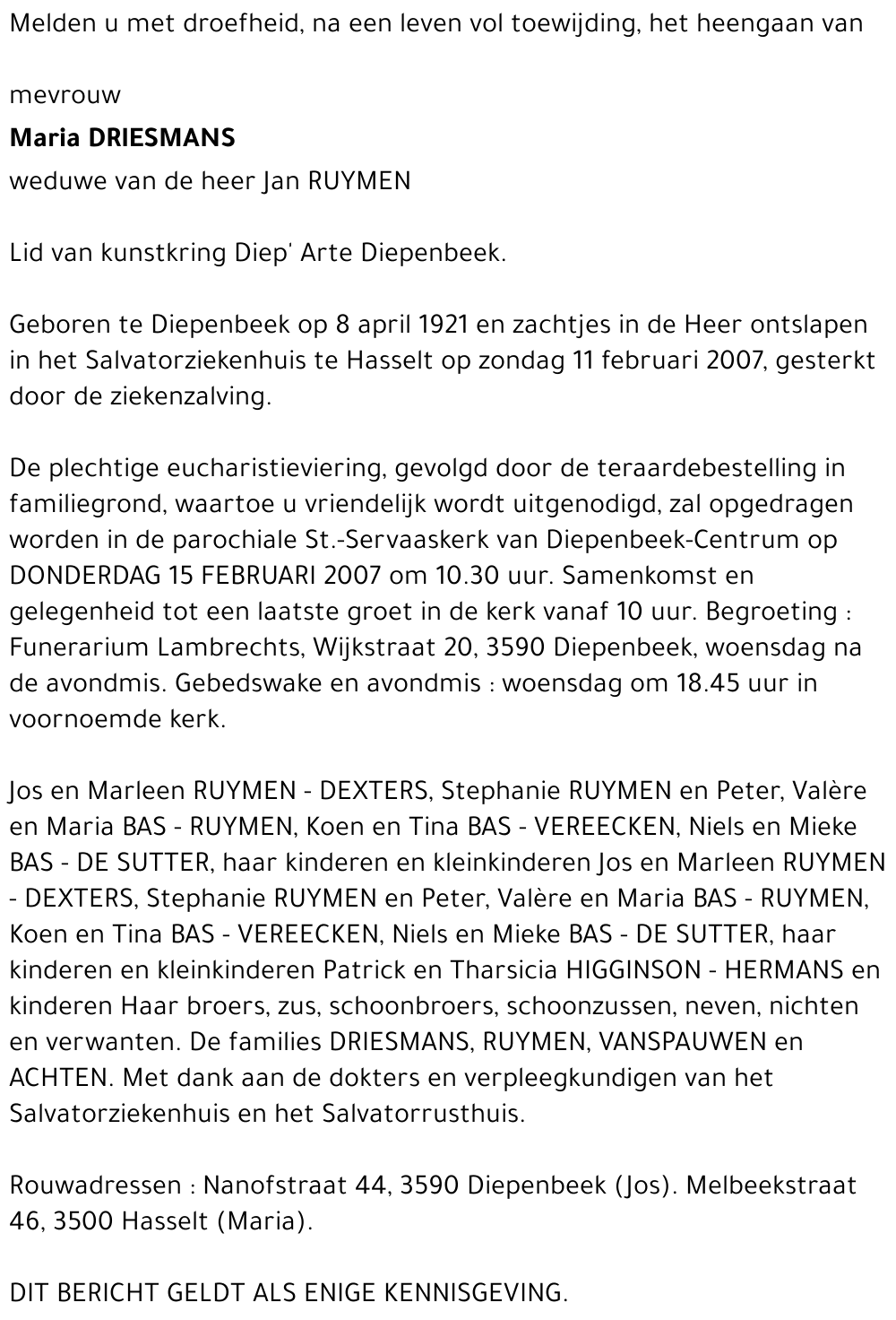 Maria DRIESMANS