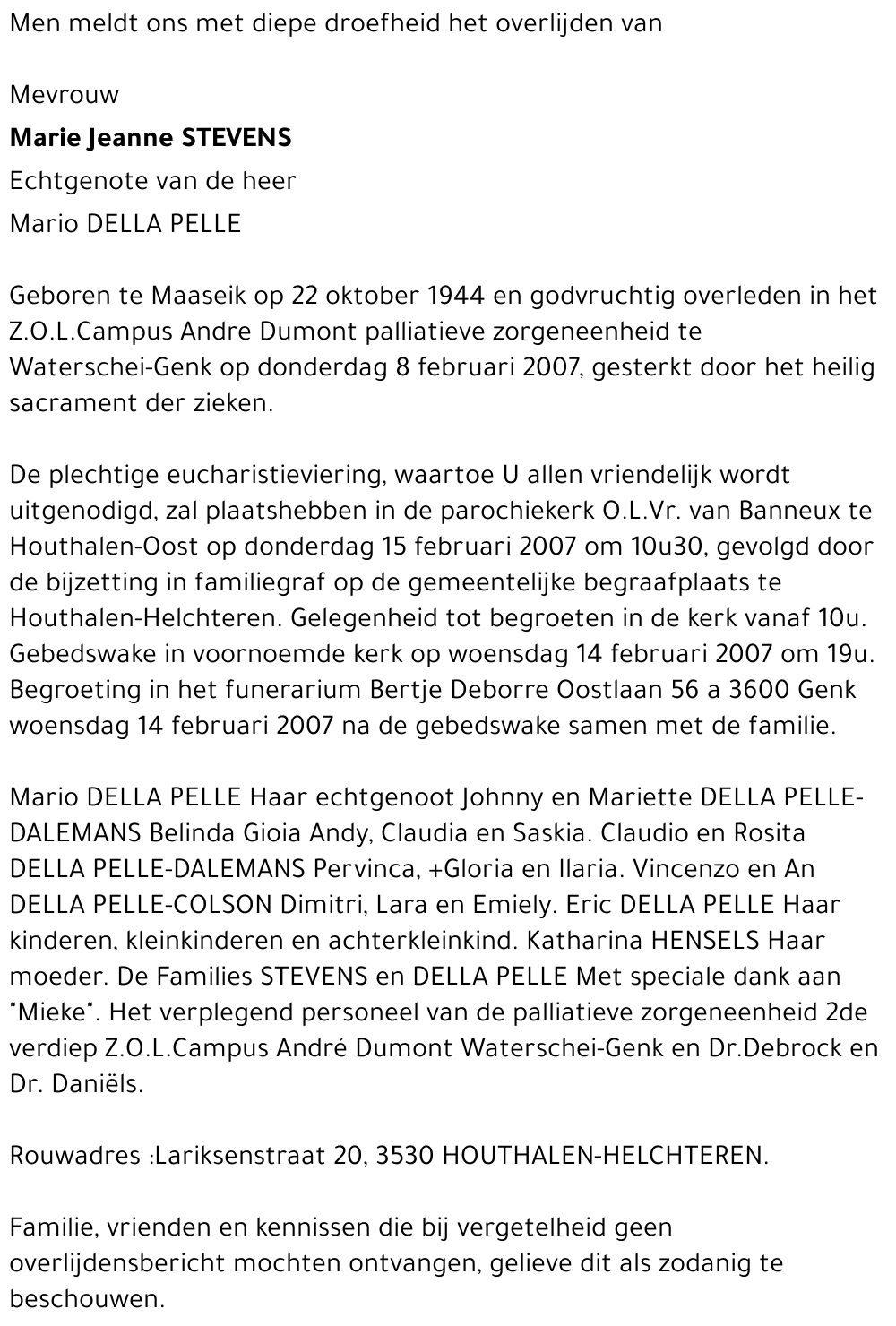 Marie Jeanne Stevens