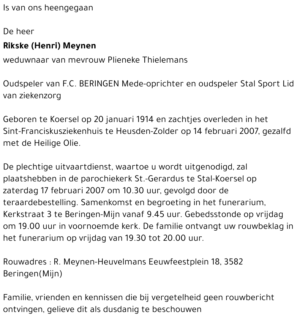 RIKSKE(HENRI) MEYNEN