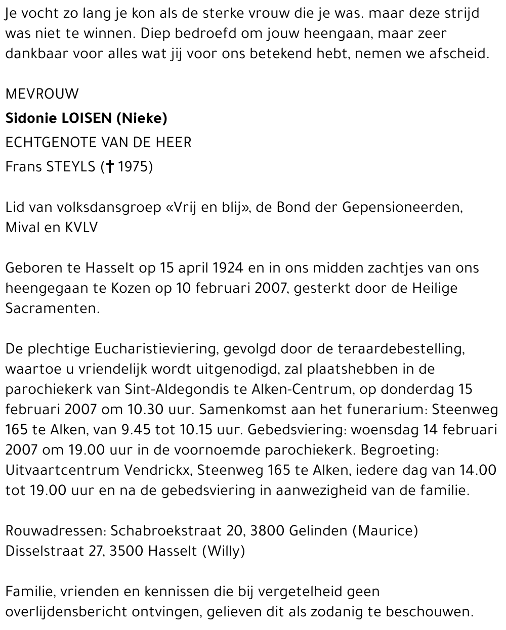 Sidonie (Nieke) Loisen