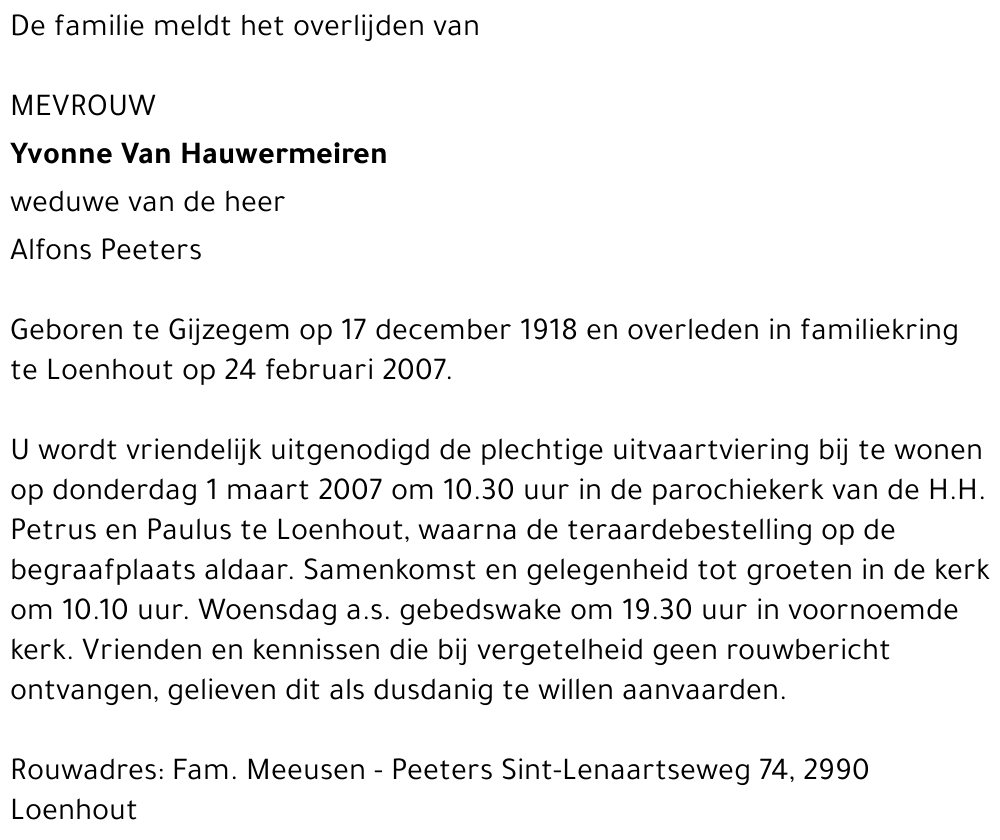 Yvonne Vanhauwermeiren