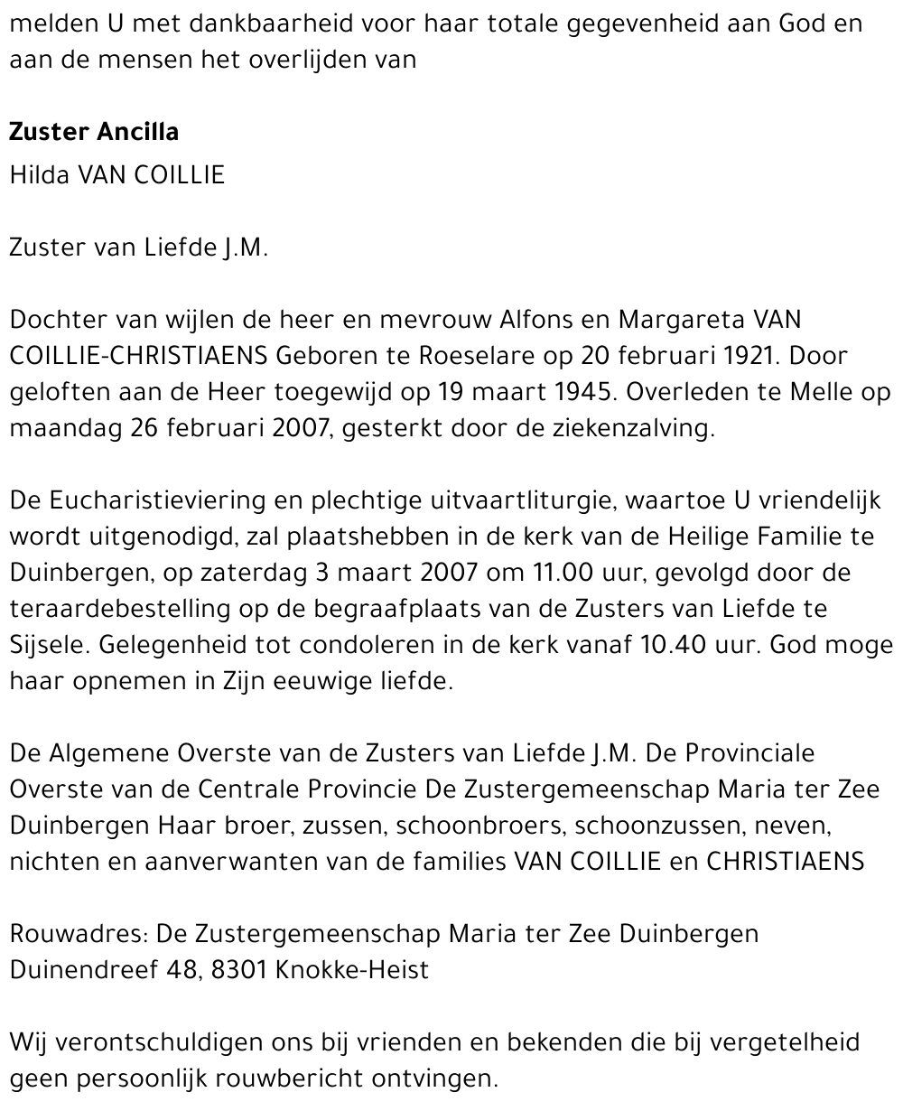 Zuster Ancilla
