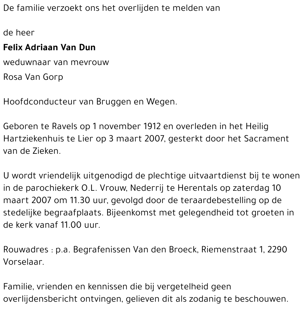 Felix Adriaan Van Dun