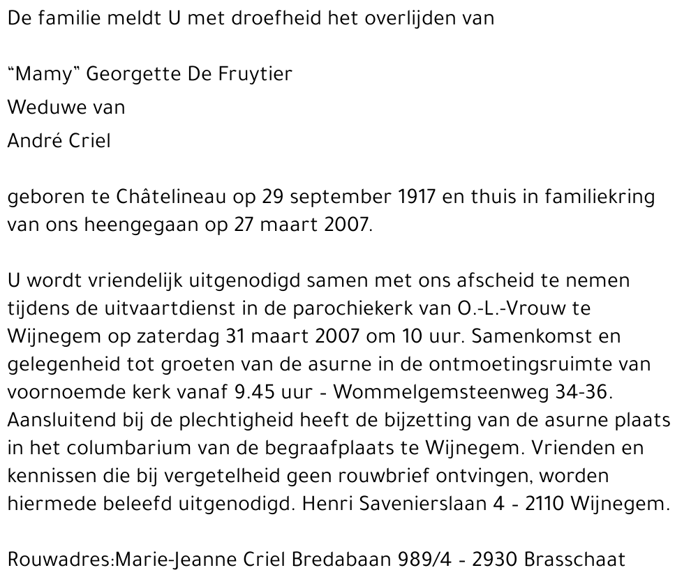 Georgette De Fruytier