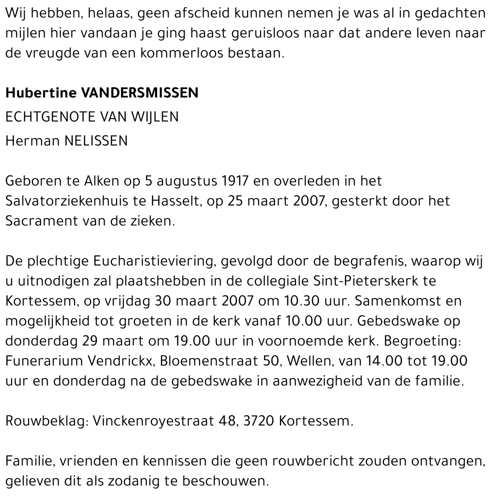 Hubertine Vandersmissen