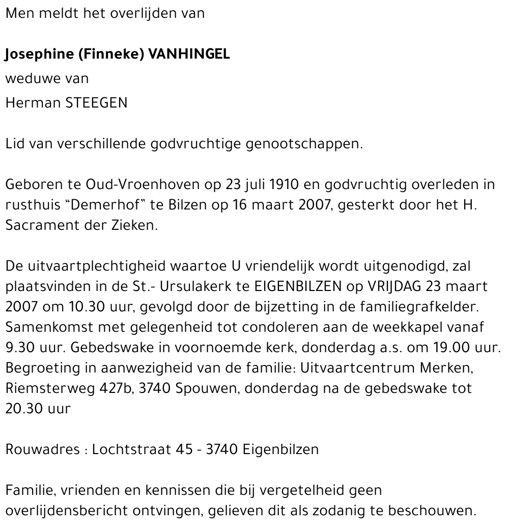 Josephine (Finneke) Vanhingel