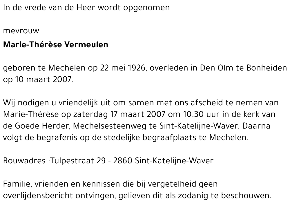 Maria - Thérèse Vermeulen