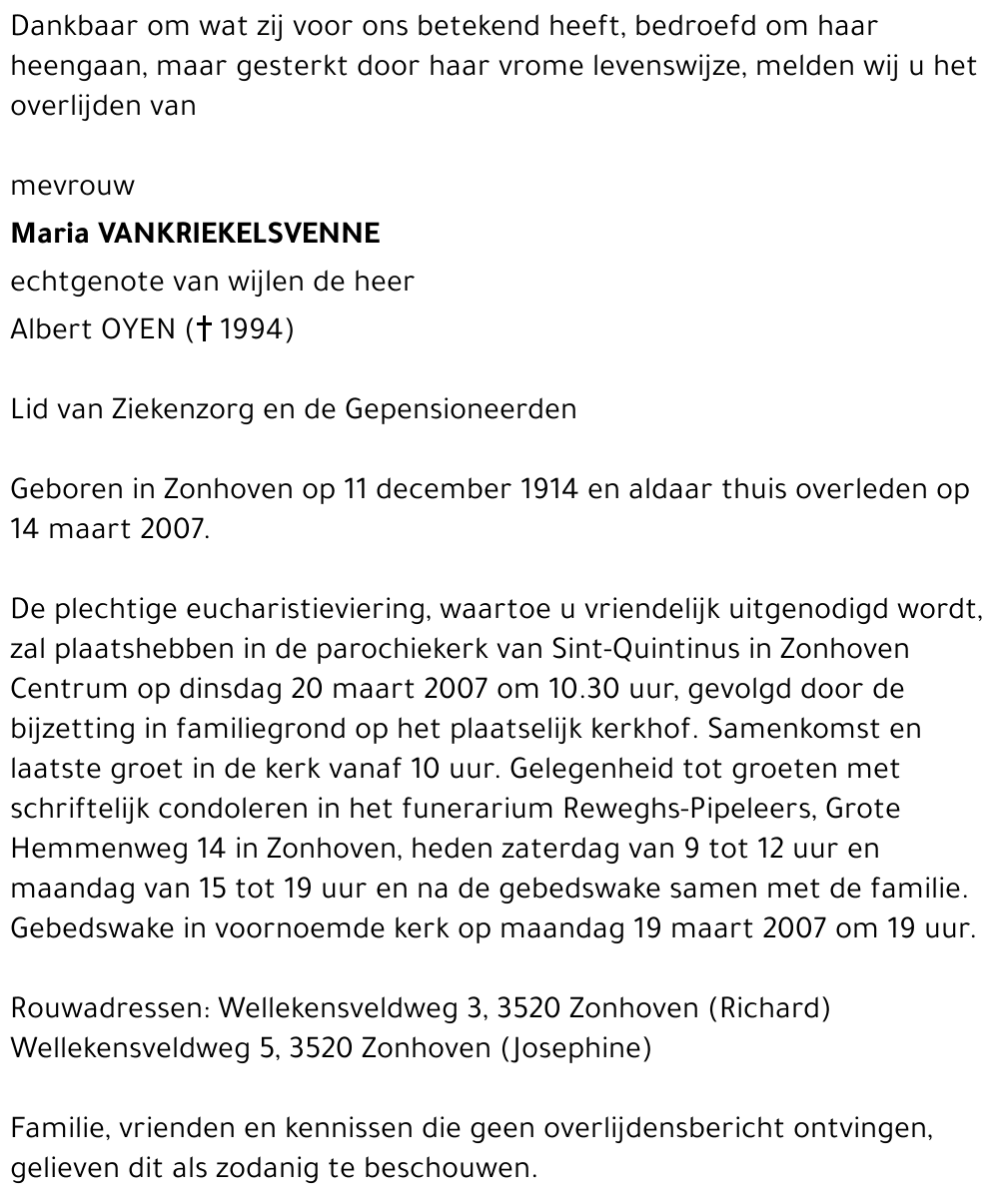 Maria Vankriekelsvenne