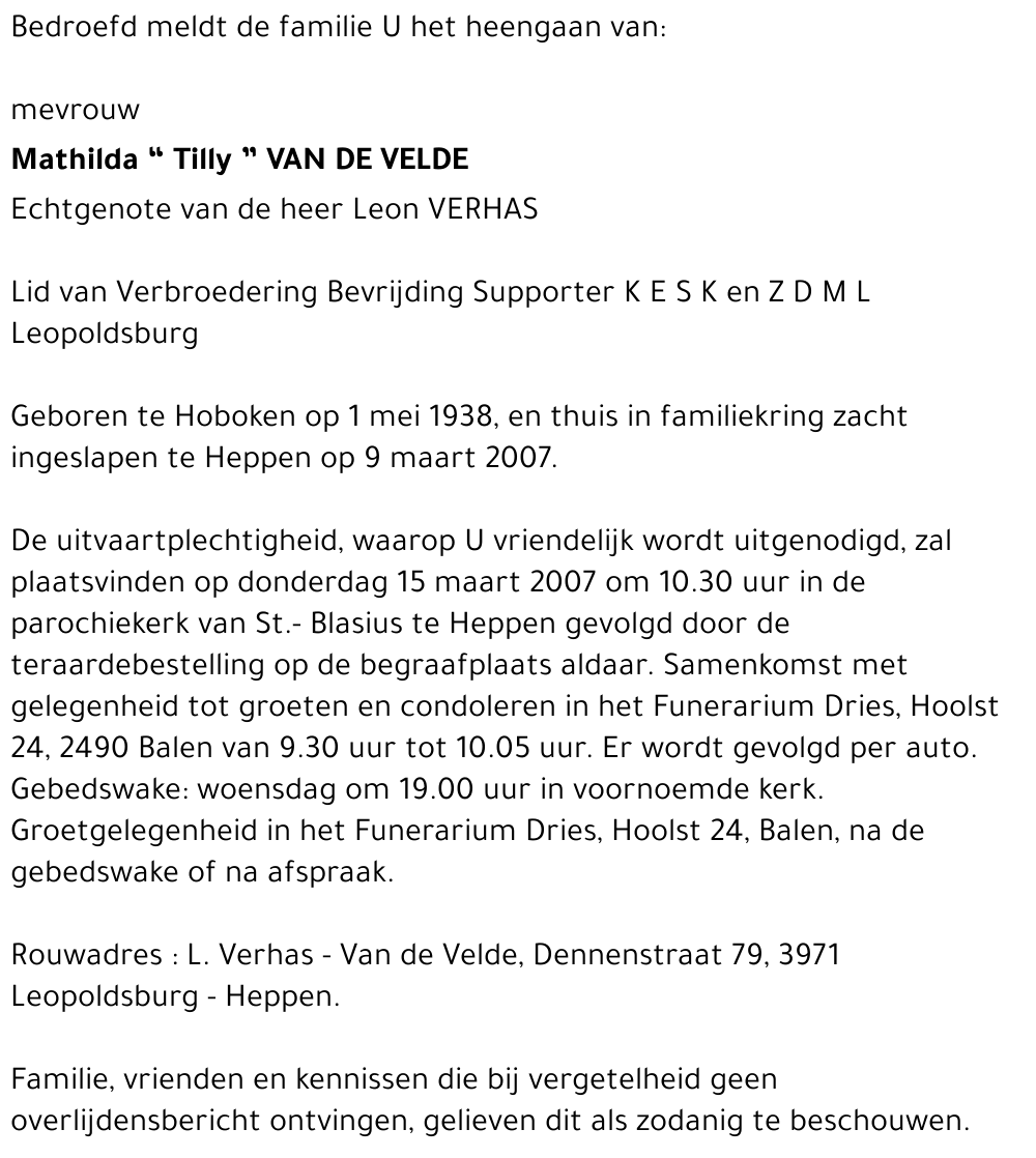 mathilda VAN DE VELDE