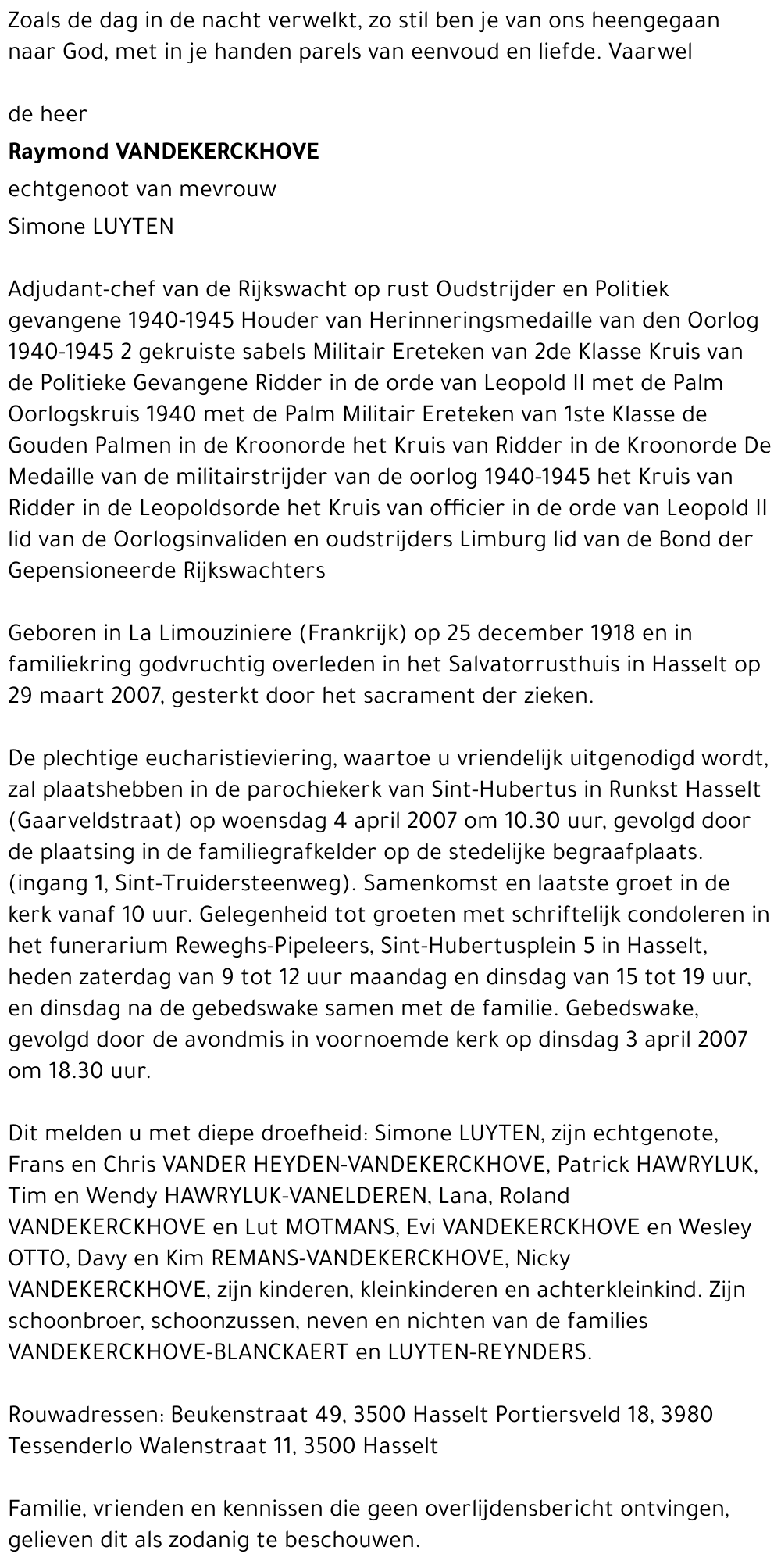 Raymond Vandekerckhove