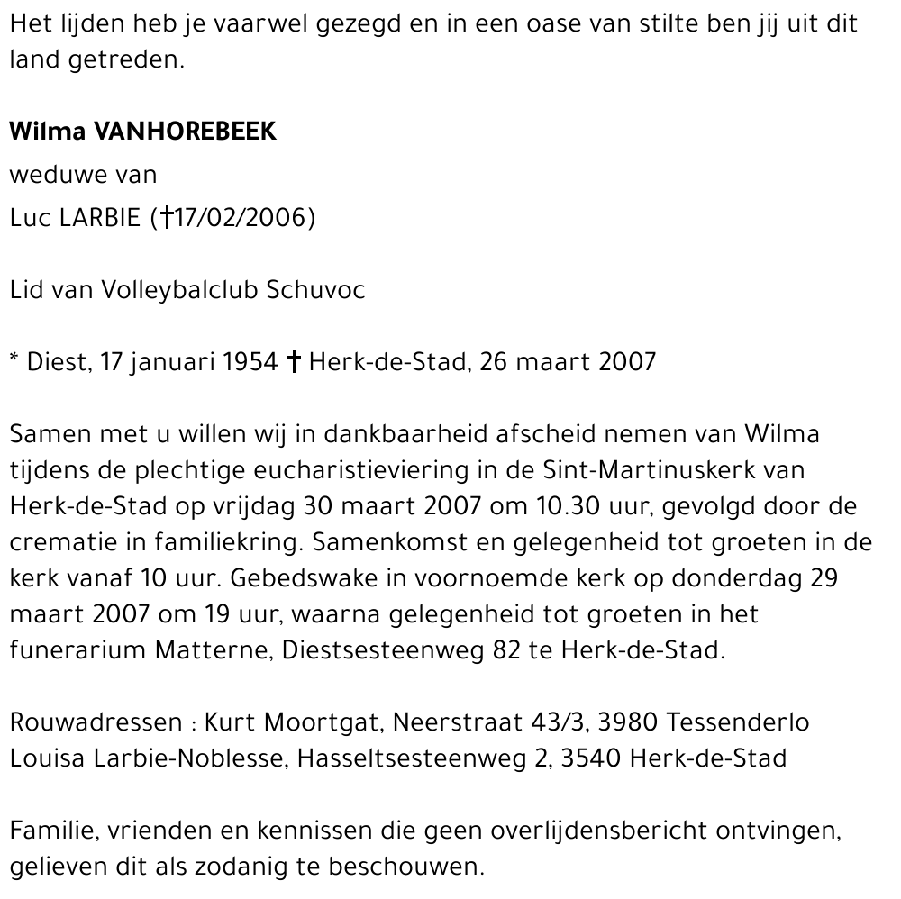 Wilma Vanhorebeek