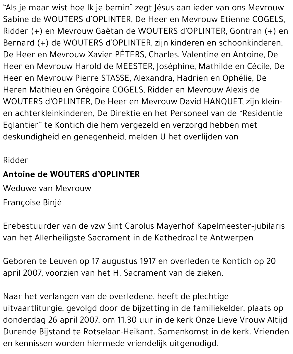 Antoine de Wouters d'Oplinter