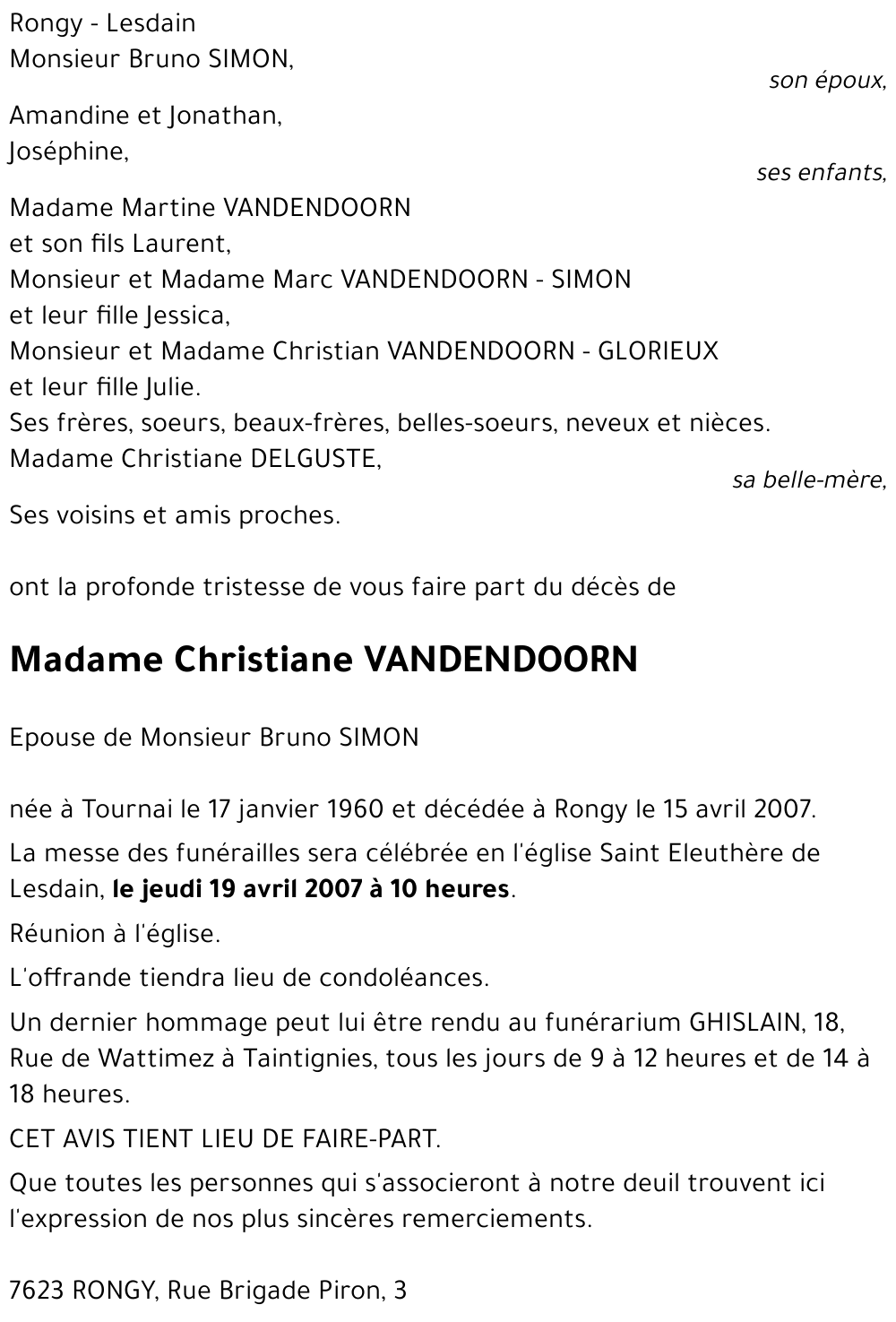 Christiane VANDENDOORN