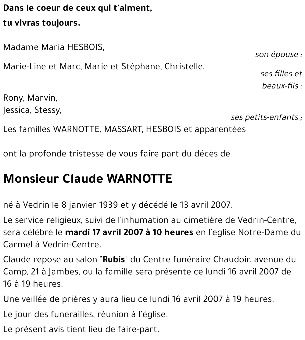 Claude WARNOTTE