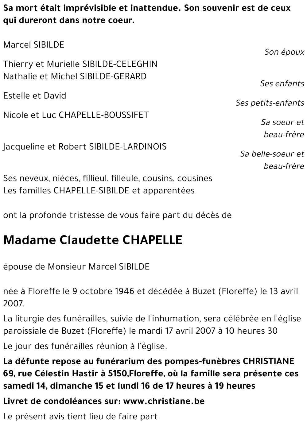 Claudette CHAPELLE