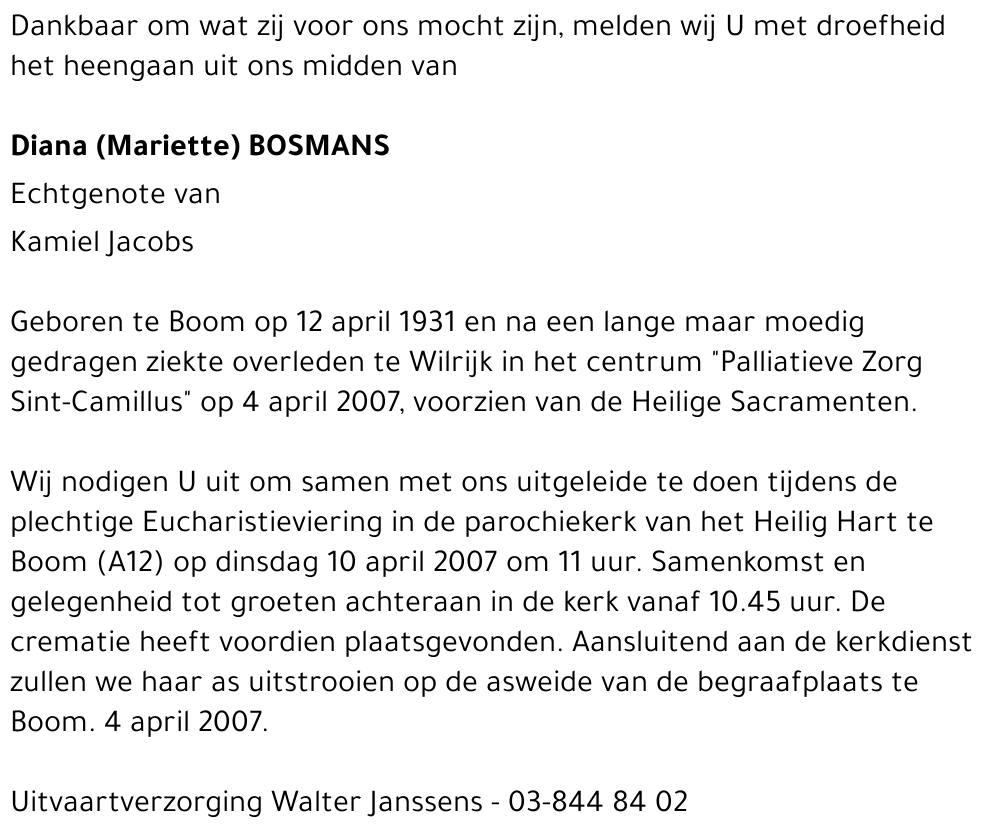 Diana (Mariette) Bosmans