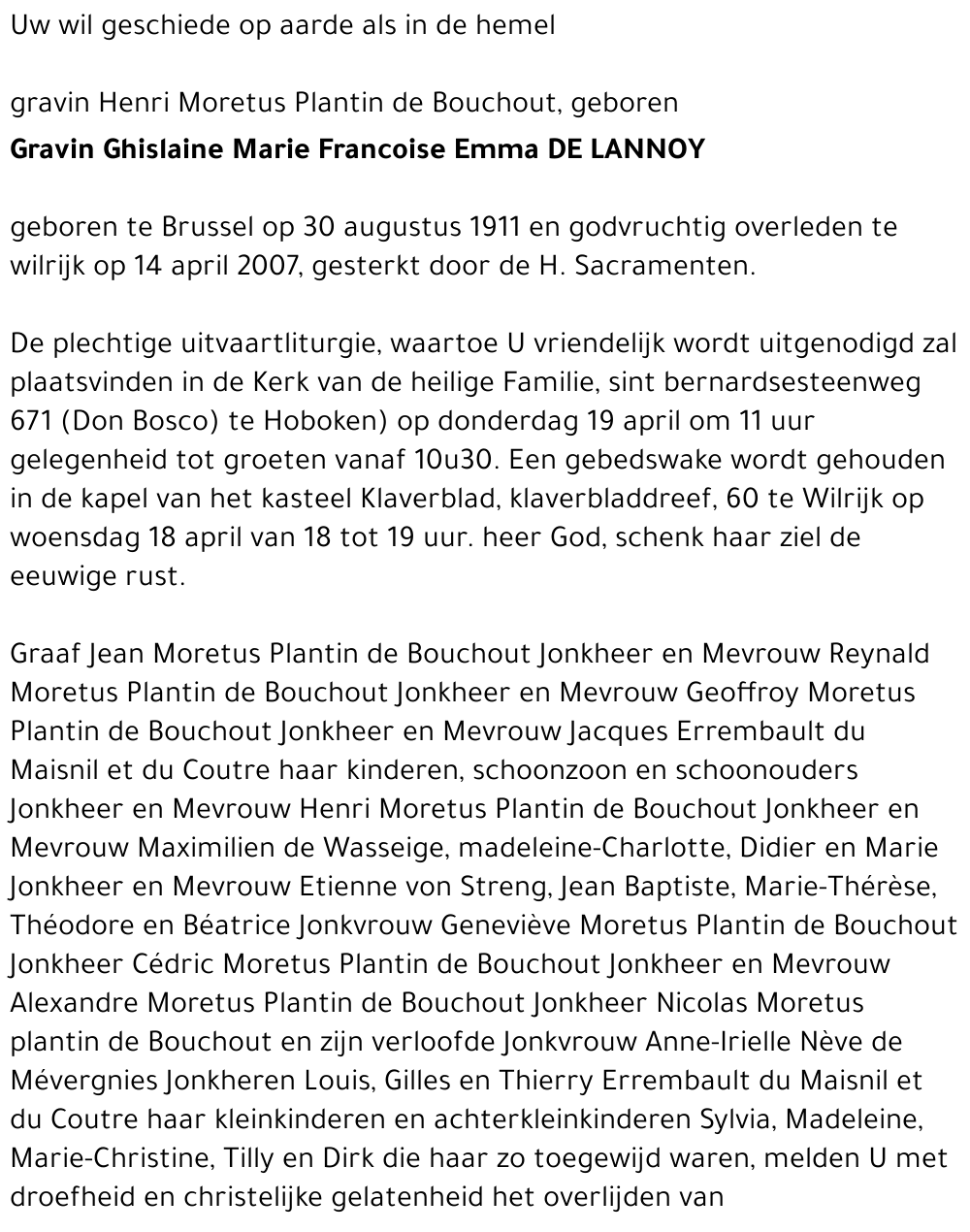 Gravin Ghislaine Marie Francoise Emma de Lannoy