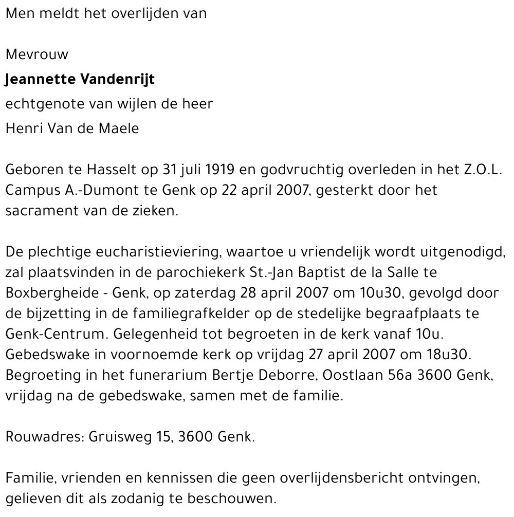 Jeannette Vandenrijt