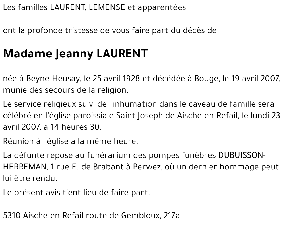 Jeanny LAURENT