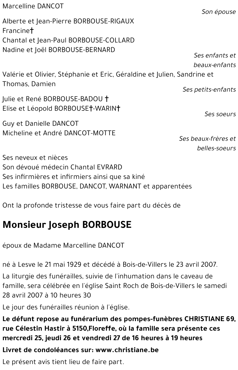 Joseph BORBOUSE