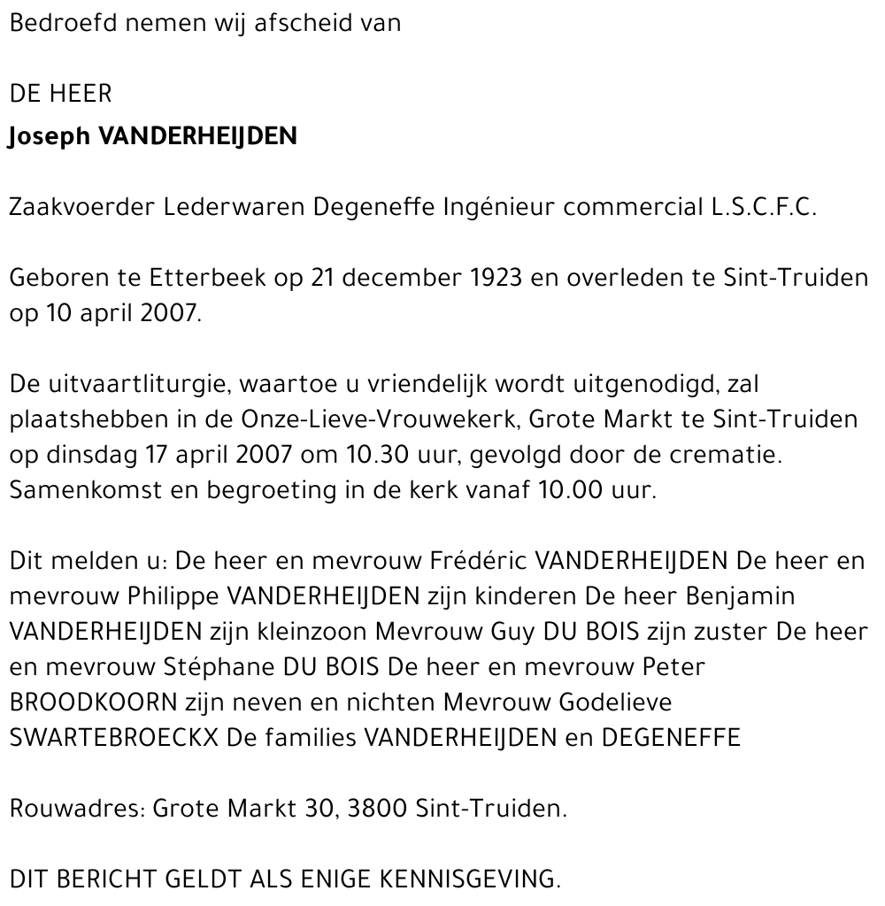 Joseph Vanderheijden