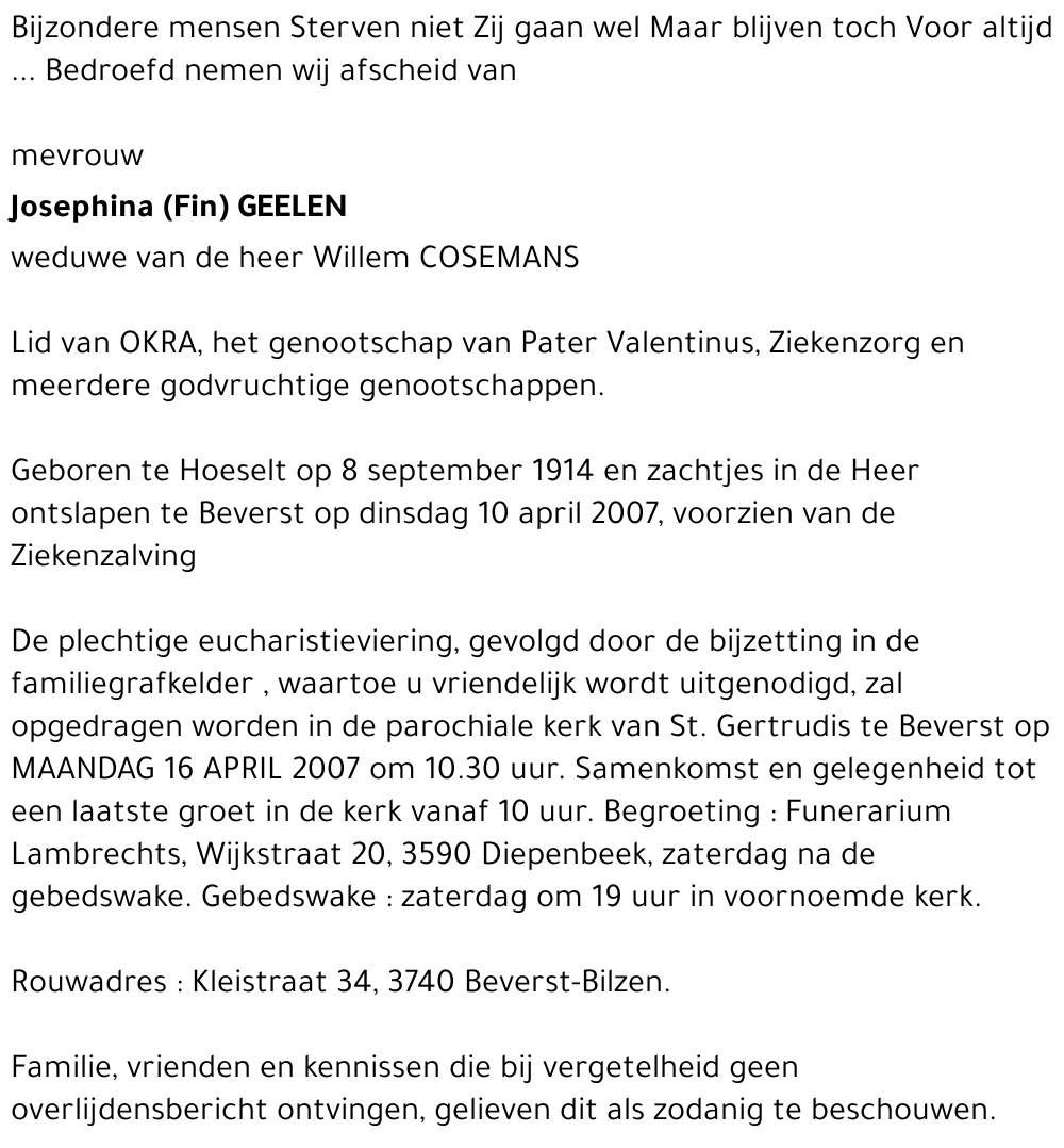 Josephina (Fin) GEELEN